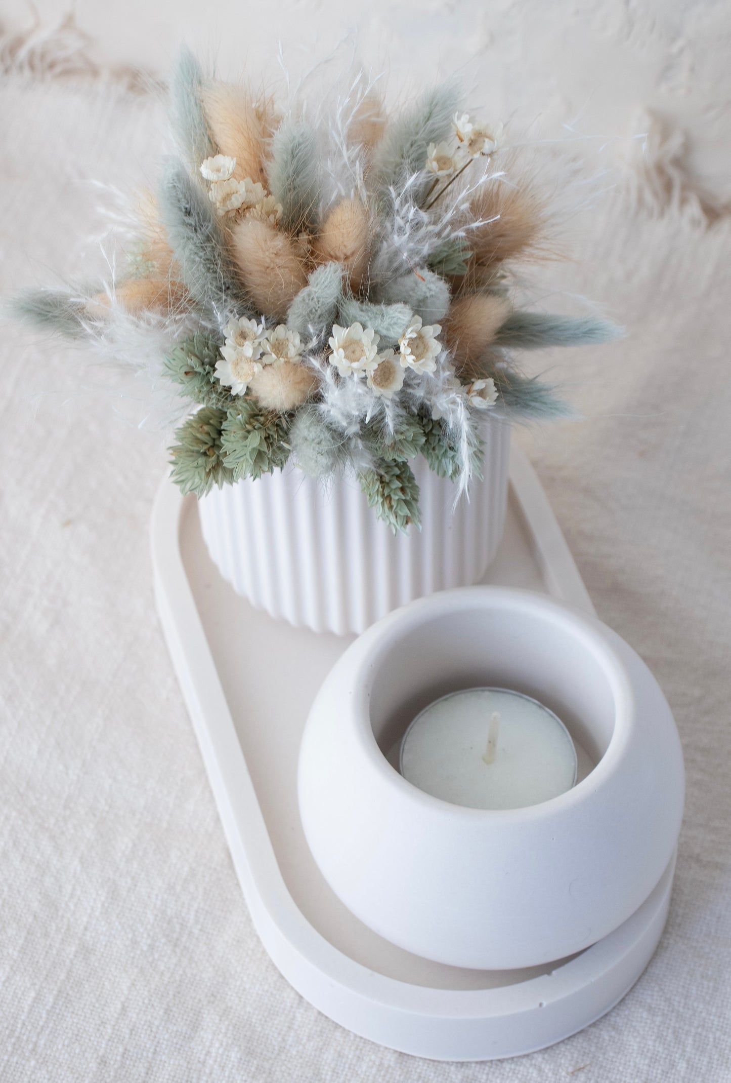 Handgemaakt setje met droogbloemen